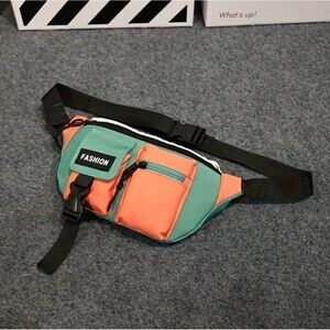 Men's chest bag colorblock fannypack belt bag hiking fashion travel accessory